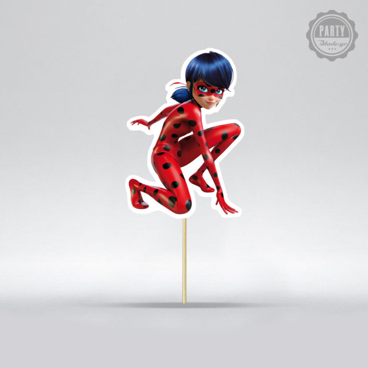 Στικ με κοπτικο Ladybug για διακοσμηση παιδικου παρτυ