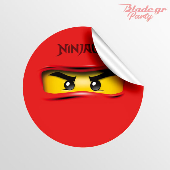 Στρογγυλό αυτοκόλλητο Ninjago κόκκινο