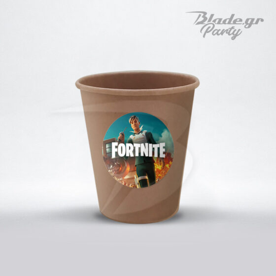 Fortnite C4S4 ποτηράκι κραφτ χάρτινο με στρογγυλό αυτοκόλλητο Fortnite