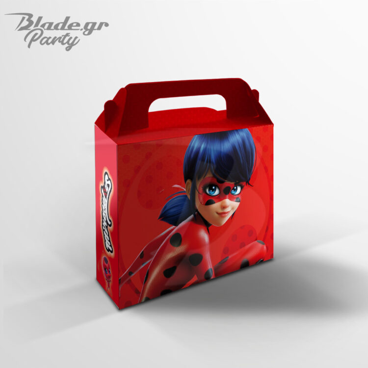 Ladybug lunchbox μεγάλο χάρτινο κουτί με εκτύπωση παντού για να το κάνεις δωράκι πάρτυ