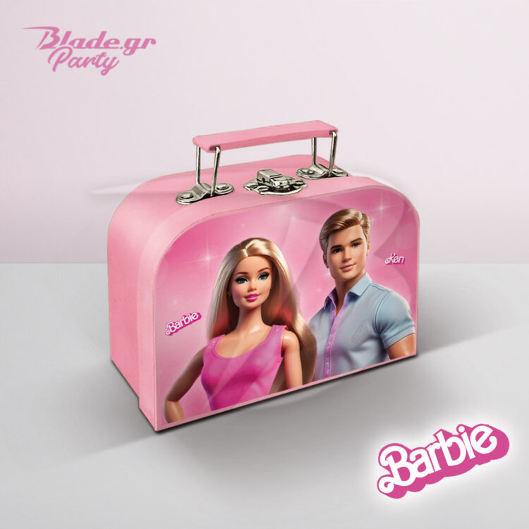 Ροζ βαλιτσάκι δώρο πάρτυ Barbie & Ken