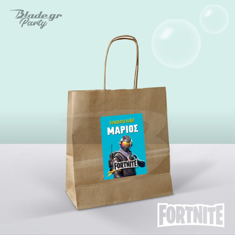 Fortnite ήρωας χάρτινη σακούλα με αυτοκόλλητο για δώρο πάρτυ