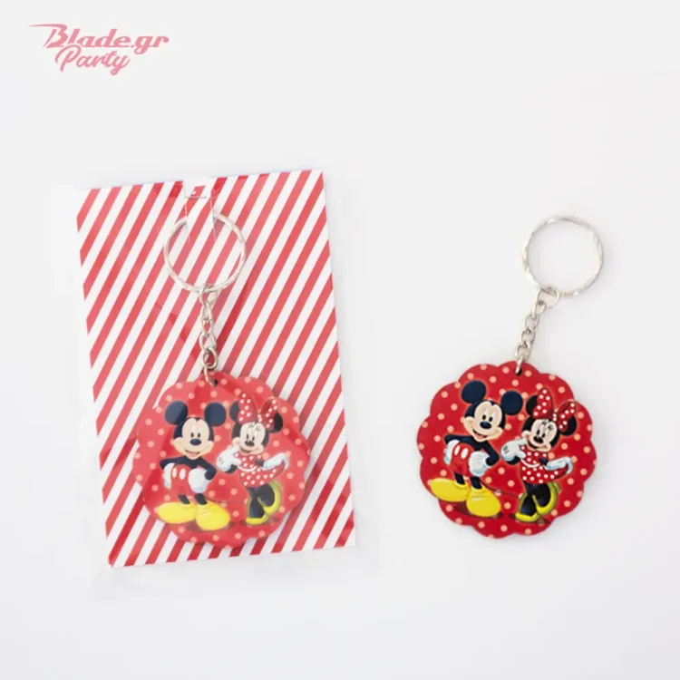 Μίκυ & Μίνι δώρο πάρτυ ξύλινο μπρελόκ + συσκευασία