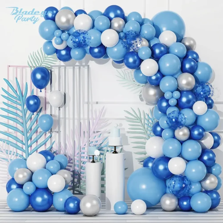 Γιρλάντα μπαλονιών σε σιέλ, μπλέ και λευκό χρώμα