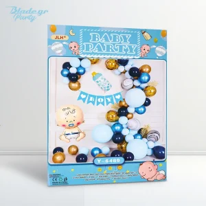 Γιρλάντα μπαλονιών σε σιέλ, navy μπλέ και χρυσό χρώμα