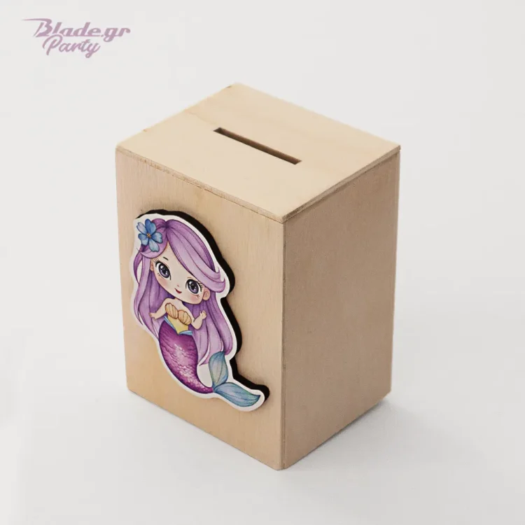 Γοργόνα ξύλινος κουμπαράς δώρο πάρτυ