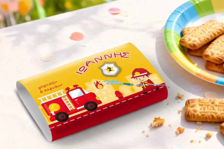 Σχολικό κέρασμα Μπισκότα με θέμα Πυροσβεστική προσωποποιημένα | blade.gr
