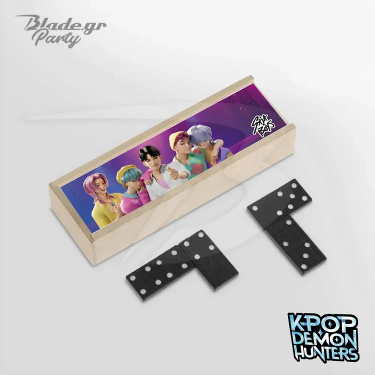 Δωράκι πάρτυ ξύλινο Ντόμινο KPop Saja boys - προσωποποιημένα είδη πάρτυ blade.gr