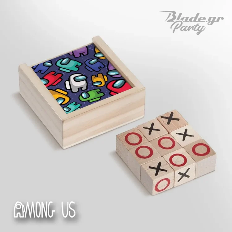 Δωράκι πάρτυ Τρίλιζα Among Us με ξύλινη θήκη και αυτοκόλλητο | blade.gr